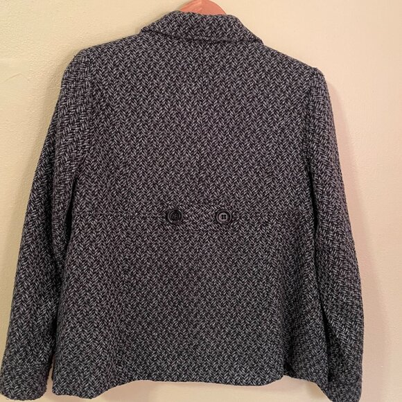 Black/Grey Herringbone GARFIELD & MARKS Wool Blend Tweed Winter Coat, Si… - Picture 7 of 7